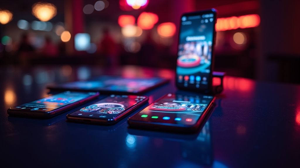 Smartphone and tablet displaying a responsive casino app lobby