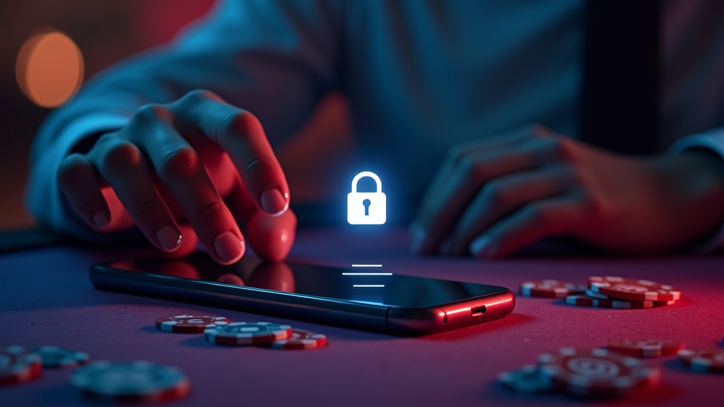 Secure mobile login screen with a lock icon in a casino setting